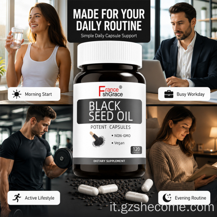 Capsule di olio di semi neri Shecome per il supporto immunitario